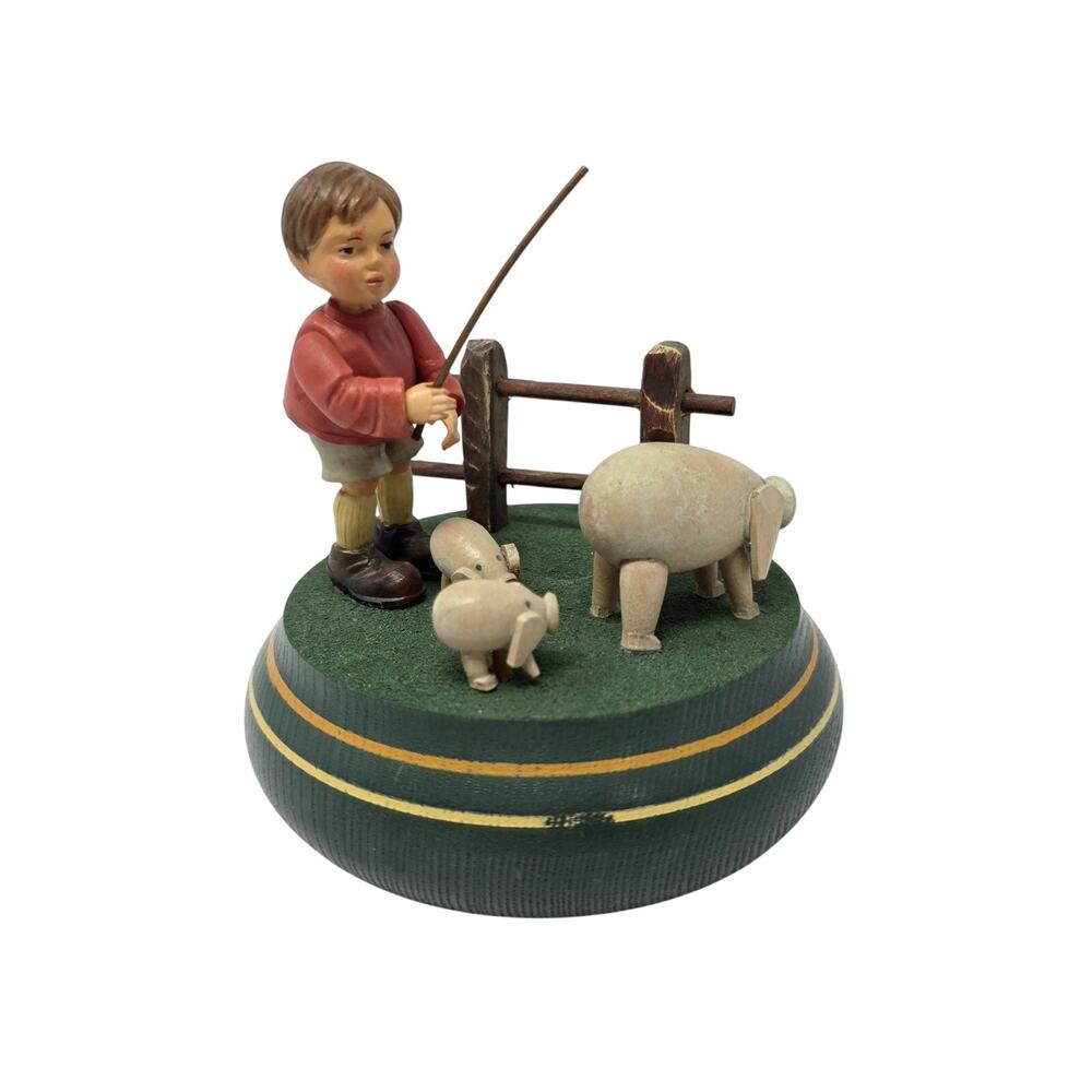 Vintage Reuge Swiss Music Box Sound of Music Pig Herder Figurine